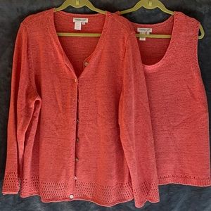 Coldwater Creek 3X Cardigan and Tank Knit Set